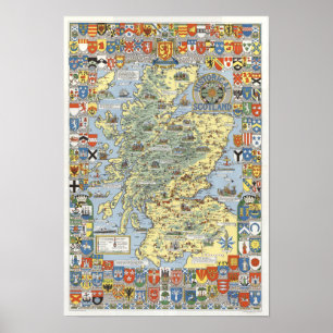Karta i det historiska Skottland Poster