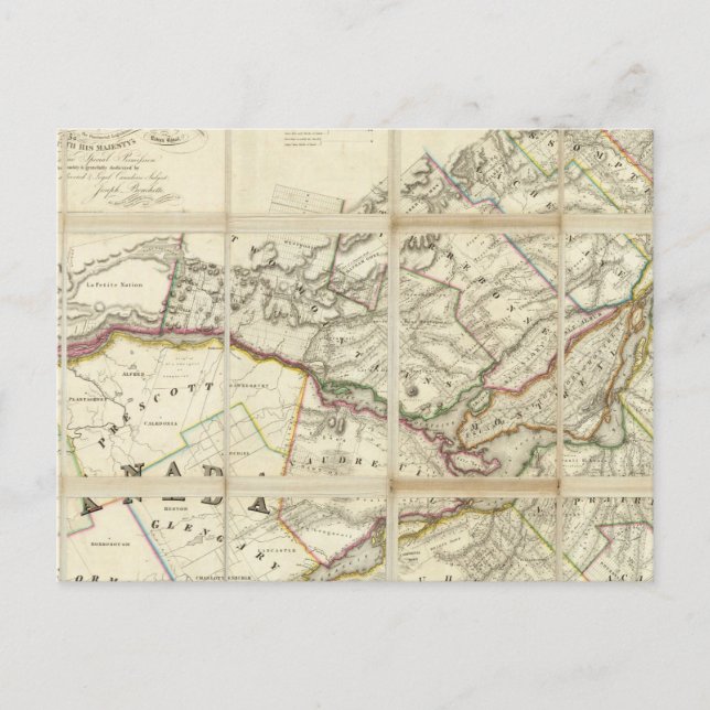 Karta i distriktet Montreal, Nedre Kanada Vykort (Framsida)