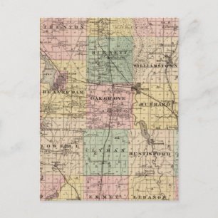 Karta i Dodge County, delstaten Wisconsin Vykort