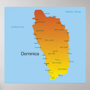 Karta i Dominica Poster
