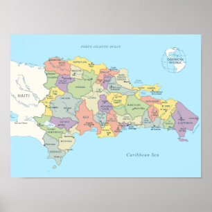 Karta i Dominikanska republiken Poster