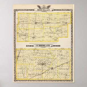 Karta i Douglas County Karta i Cumberland County Poster