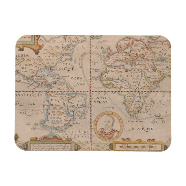 Karta i Drake Circumnavigation of the Globe Magnet (Horisontell)