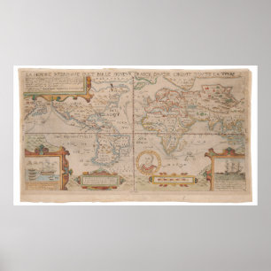 Karta i Drake Circumnavigation of the Globe Poster