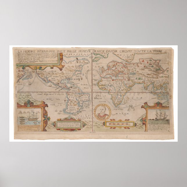 Karta i Drake Circumnavigation of the Globe Poster (Framsidan)