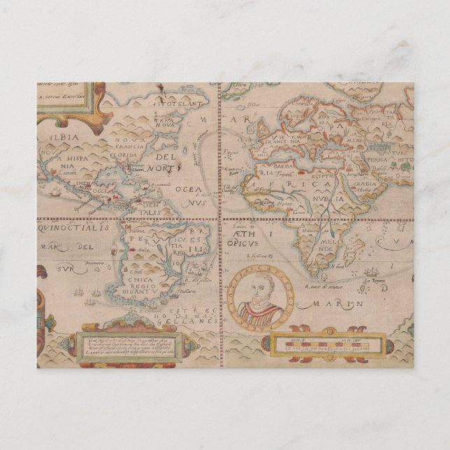 Karta i Drake Circumnavigation of the Globe Vykort (Framsida)