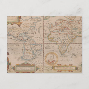 Karta i Drake Circumnavigation of the Globe Vykort