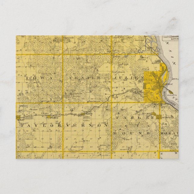 Karta i Dubuque-regionen Vykort (Framsida)