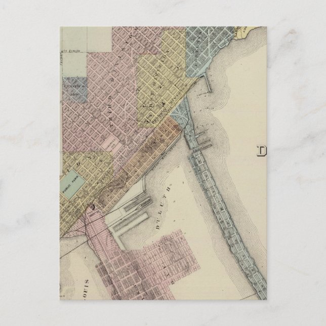 Karta i Duluth, St. Louis County, Minnesota Vykort (Framsida)