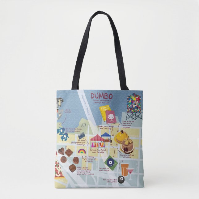 Karta i Dumbo Brooklyn New York Tote Bag Tygkasse (Framsida)