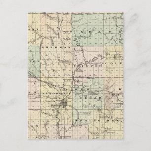 Karta i Dunn County, delstaten Wisconsin Vykort