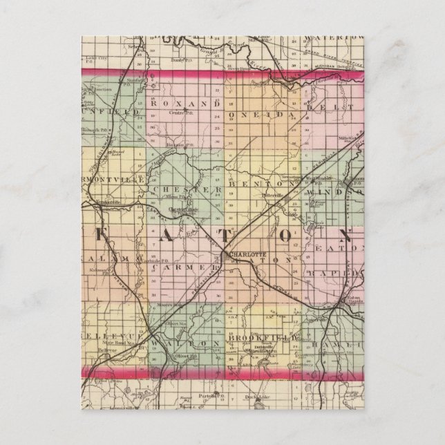 Karta i Eaton County, Michigan Vykort (Framsida)