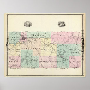 Karta i Eau Claire County, delstaten Wisconsin Poster