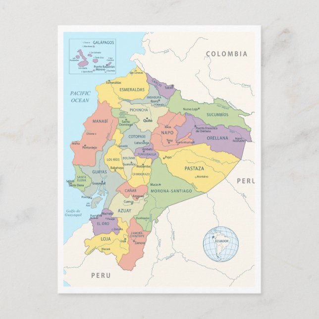 Karta i Ecuador Vykort (Framsida)