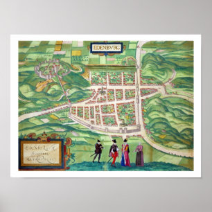 Karta i Edinburgh, från Civitates Orbis Terrarum Poster