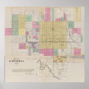 Karta i Emporia Kansas Poster