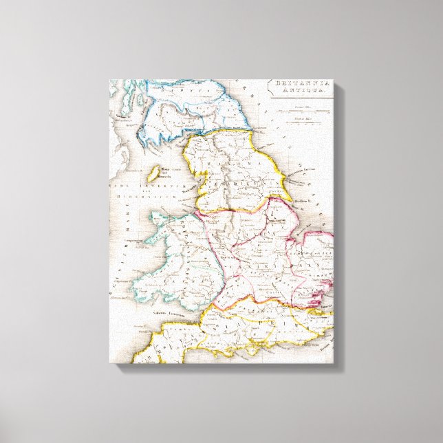 Karta i England | Britannia Antiqua Canvastryck (Framsida)
