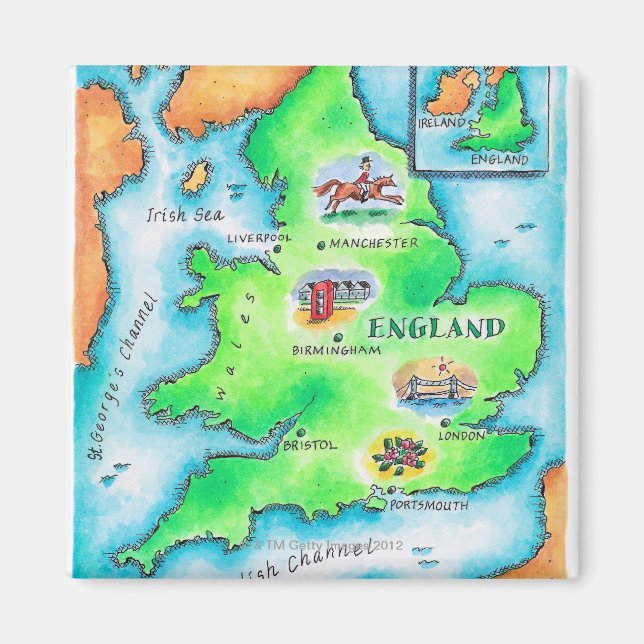 Karta i England Magnet (Framsidan)
