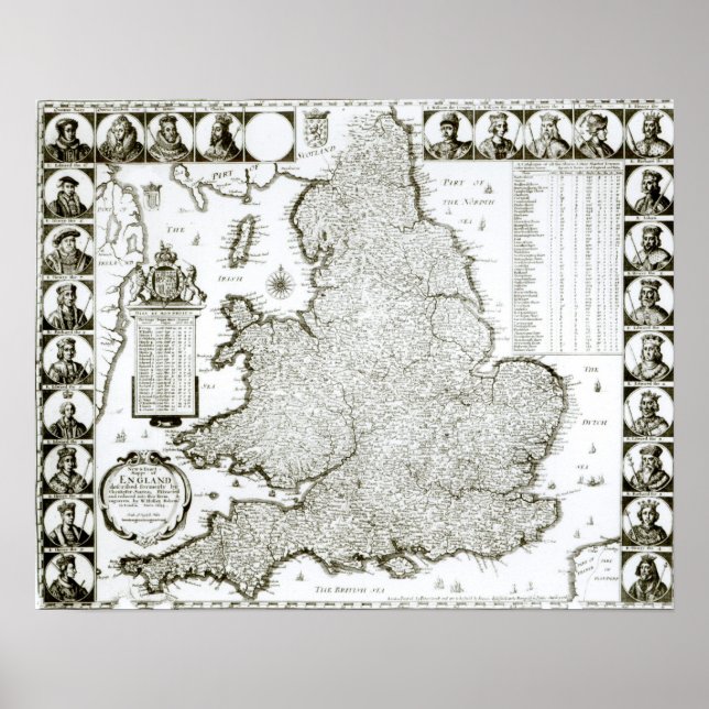 Karta i England och Wales, 1644 Poster (Framsidan)