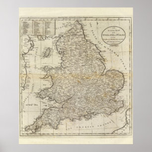 Karta i England och Wales Poster