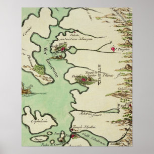 Karta i Epirus för "Andromache" av Jean Racine, fö Poster