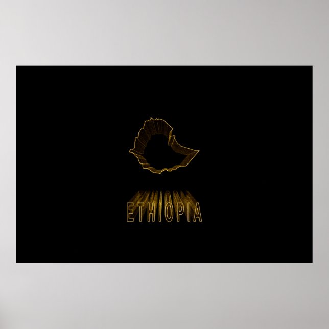 Karta i Etiopien, Guld Karta Poster (Framsidan)