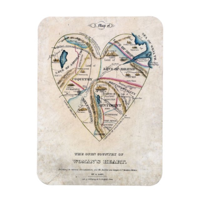Karta i ett kvinnligt hjärta magnet (Vertikal)