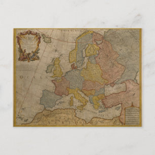 Karta i Europa 1700 Vykort