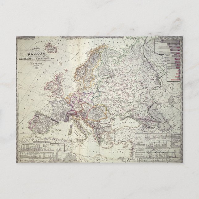 Karta i Europa, 1841 Vykort (Framsida)