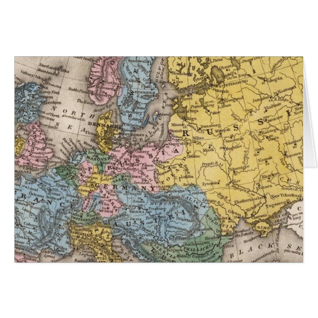 Karta i Europa 4 Hälsningskort (Framsidan Horizontal)