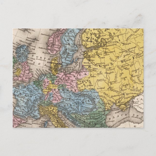 Karta i Europa 4 Vykort (Framsida)