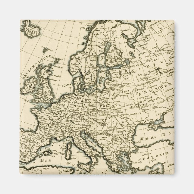 Karta i Europa av Guillaume Raynal Magnet (Framsidan)