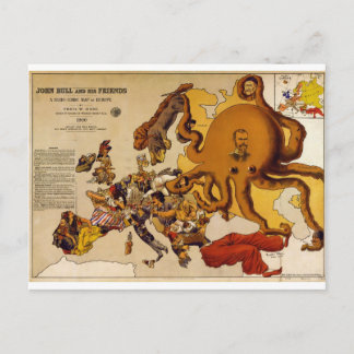 Karta i Europa - John Bull och hans vänner (1900) Vykort