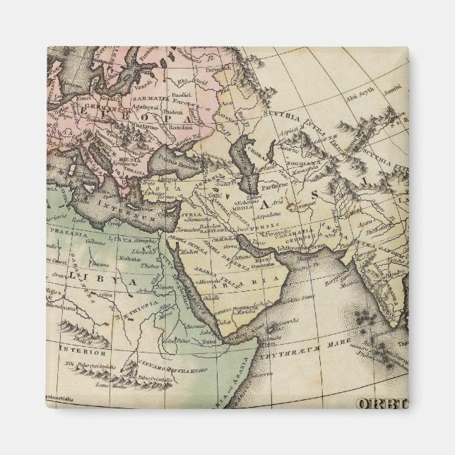 karta i Europa, norra Afrikan och Sydostasien Magnet (Framsidan)