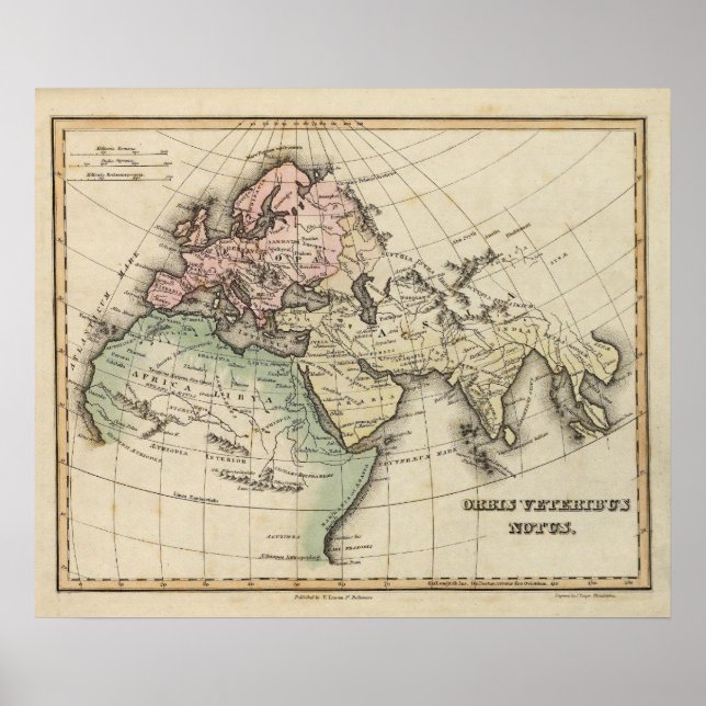 karta i Europa, norra Afrikan och Sydostasien Poster (Framsidan)