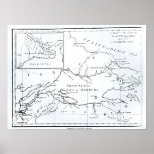 Karta i Europa och Asien Poster