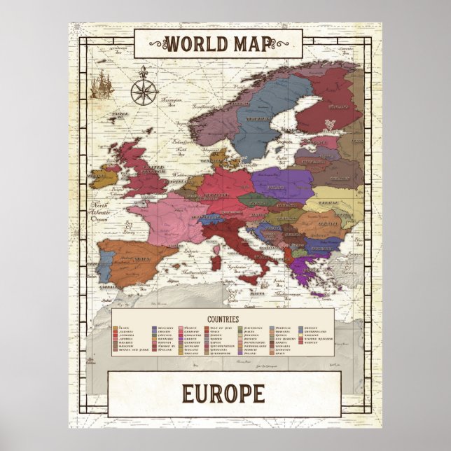 Karta i Europa Poster (Framsidan)