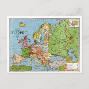 Karta i Europa Vykort