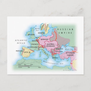 Karta i Europa Vykort