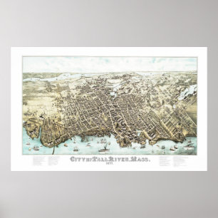 Karta i Fall River, Massachusetts 1877 Poster