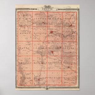 Karta i Fayette County, Iowa Poster
