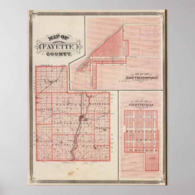 Karta i Fayette County med Öster Connersville Poster (Framsidan)