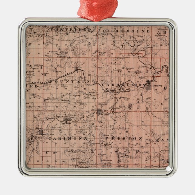 Karta i Fillmore County, Minnesota Julgransprydnad Metall (Framsidan)