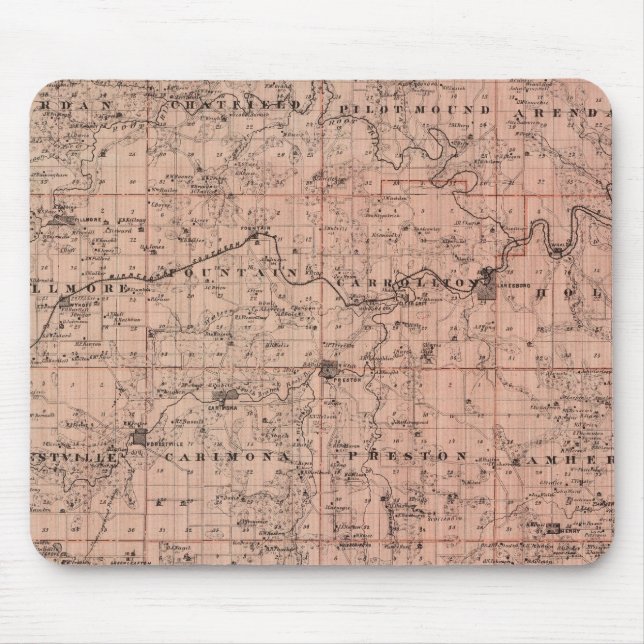 Karta i Fillmore County, Minnesota Musmatta (Framsidan)