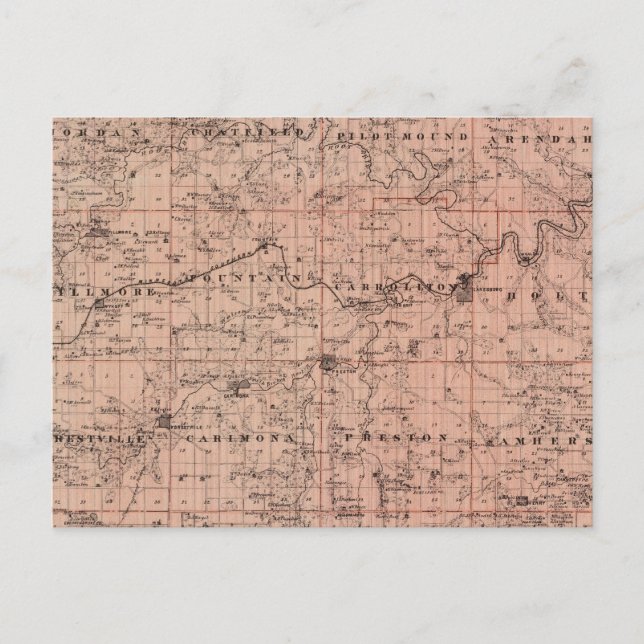 Karta i Fillmore County, Minnesota Vykort (Framsida)