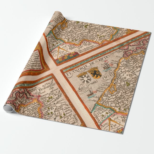 Karta i Flandern (1609) Presentpapper (Utrullad)