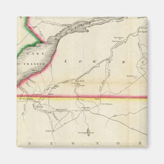 Karta i floden St. Lawrence och angränsande Land Magnet (Framsidan)