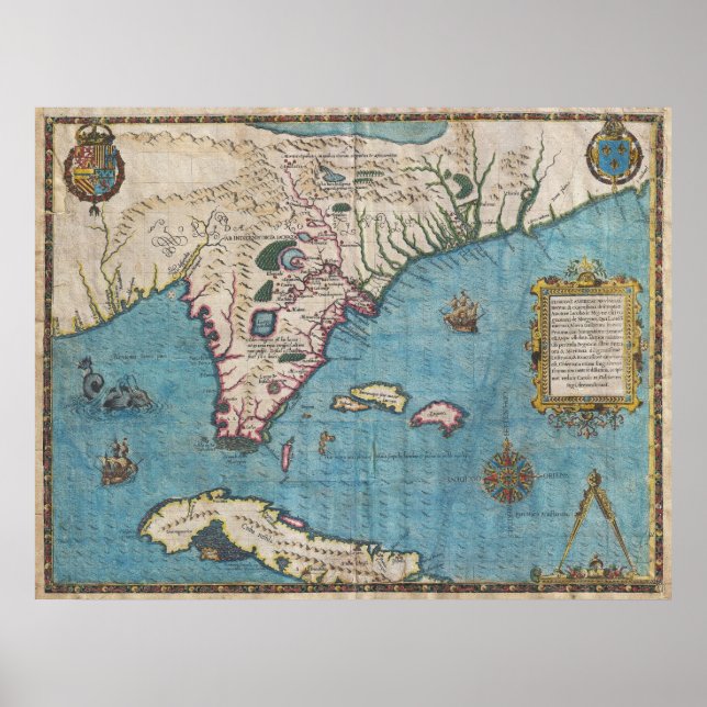Karta i Florida (1591) Poster (Framsidan)