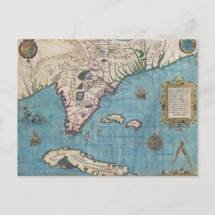 Karta i Florida (1591) Vykort