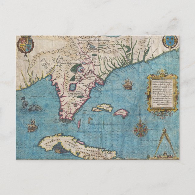 Karta i Florida (1591) Vykort (Framsida)